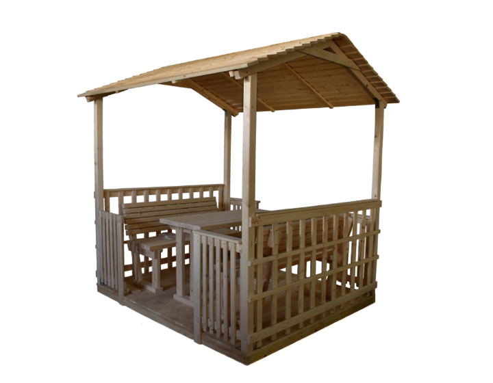 Pavilion, foisor gradina cu masa si banci, lemn, 250x200x260 OEM