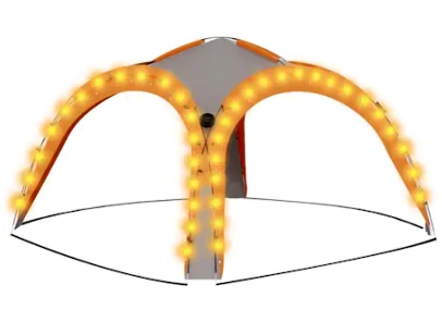 Cort petrecere cu LED, 4 pereti, vidaXL gri&portocaliu, 3,6x3,6x2,3 m