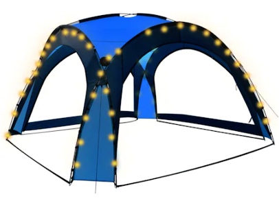 Pavilion cort de petrecere cu LED si 4 pereti laterali vidaXL, Tesatura, 360 x 360 x 230 cm, Albastru