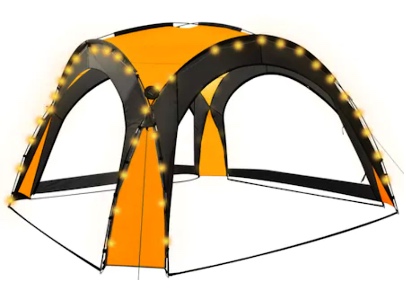 Pavilion cort de petrecere cu LED si 4 pereti laterali vidaXL, Tesatura, 360 x 360 x 230 cm, Galben