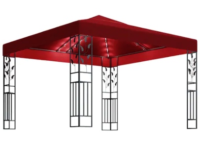 Pavilion de gradina cu LED, vidaXL, Textil-Otel, 3 x 3 x 2,5 m, Grena