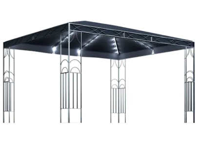 Pavilion de gradina cu sir de lumini LED, vidaXL, Textil - Otel, 4 x 3 x 2,7 m, Antracit